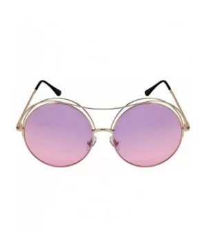 Cut Out Circle Sunglasses with Angled Brow Bar and Ocean Colored Lens 3118-OCR - Gold - C7182HWT99M $8.33 Round