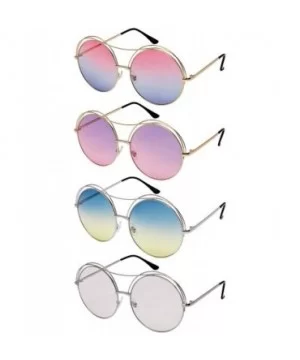 Cut Out Circle Sunglasses with Angled Brow Bar and Ocean Colored Lens 3118-OCR - Gold - C7182HWT99M $8.33 Round