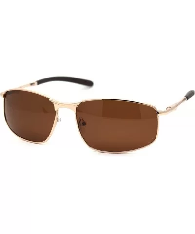 Mens Polarized Metal Rim Warp Sport Agent Sunglasses - Gold Brown - CD18XWSKKU3 $9.76 Sport