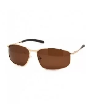 Mens Polarized Metal Rim Warp Sport Agent Sunglasses - Gold Brown - CD18XWSKKU3 $9.76 Sport