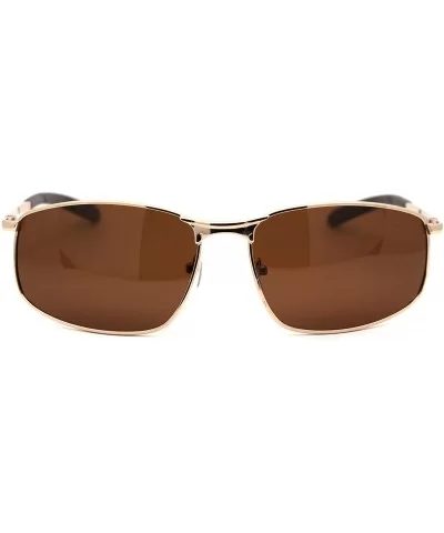 Mens Polarized Metal Rim Warp Sport Agent Sunglasses - Gold Brown - CD18XWSKKU3 $9.76 Sport