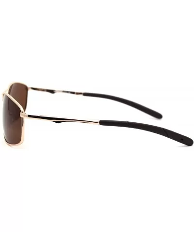 Mens Polarized Metal Rim Warp Sport Agent Sunglasses - Gold Brown - CD18XWSKKU3 $9.76 Sport