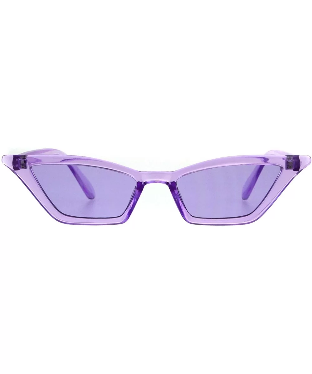 Womens Skinny Sunglasses Trapezoid Shape Cateye Frame Translucent Colors - Purple - CC18K5I5XZ3 $5.34 Rectangular