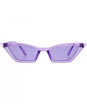 Womens Skinny Sunglasses Trapezoid Shape Cateye Frame Translucent Colors - Purple - CC18K5I5XZ3 $5.34 Rectangular