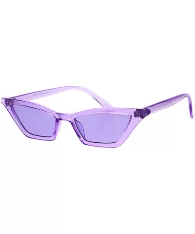 Womens Skinny Sunglasses Trapezoid Shape Cateye Frame Translucent Colors - Purple - CC18K5I5XZ3 $5.34 Rectangular