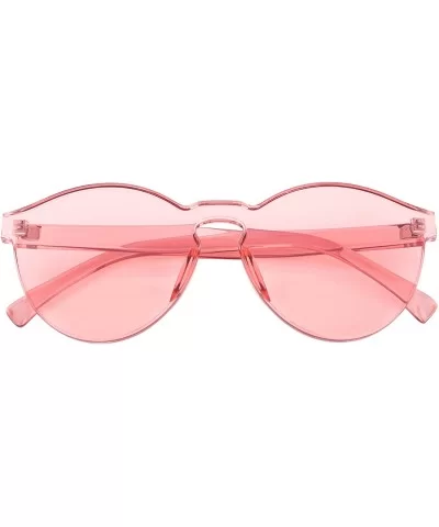 Stylish Round Transparent Lens Rimless Frame Sunglasses B1895 - Pink - CC184DT03D2 $7.67 Round