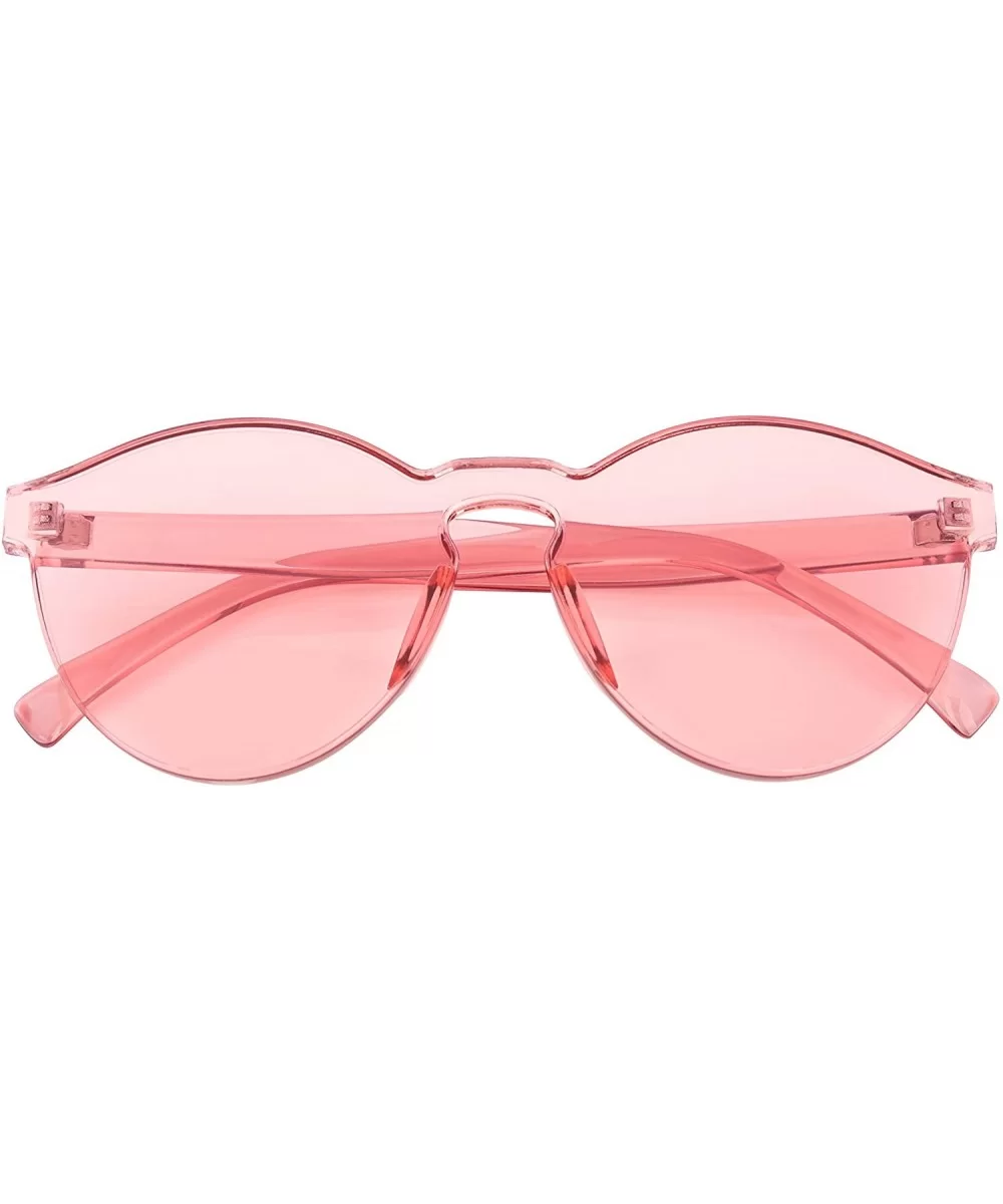 Stylish Round Transparent Lens Rimless Frame Sunglasses B1895 - Pink - CC184DT03D2 $7.67 Round