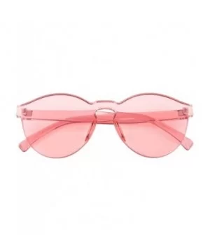 Stylish Round Transparent Lens Rimless Frame Sunglasses B1895 - Pink - CC184DT03D2 $7.67 Round