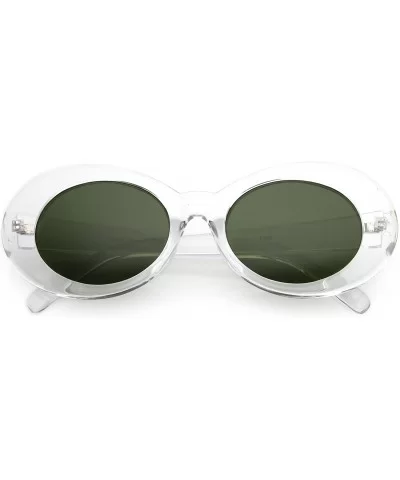 Large Retro Mod Thick Frame Neutral Colored Lens Wide Arms Oval Sunglasses 53mm - Clear / Green - CZ186TNUSD8 $7.74 Oval