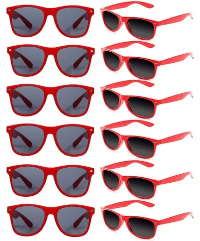 12 Pack Vintage 80's Retro Unisex Neon Sunglasses Party Favors for Kids and Adults - Red - CA198DOA9R8 $9.63 Square