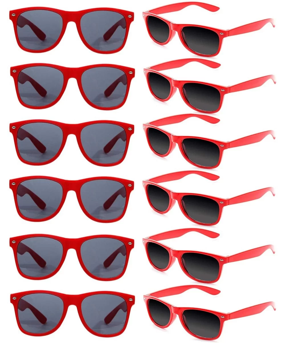 12 Pack Vintage 80's Retro Unisex Neon Sunglasses Party Favors for Kids and Adults - Red - CA198DOA9R8 $9.63 Square