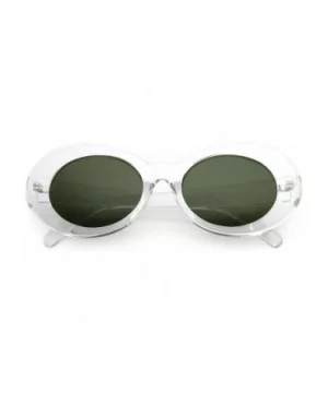 Large Retro Mod Thick Frame Neutral Colored Lens Wide Arms Oval Sunglasses 53mm - Clear / Green - CZ186TNUSD8 $7.74 Oval