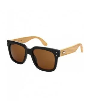 Wood Bamboo Sunglasses for Men Women Bamboo Square Sunglass 541102BM-SD - CN18NLANU0I $11.62 Square