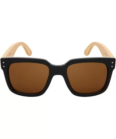 Wood Bamboo Sunglasses for Men Women Bamboo Square Sunglass 541102BM-SD - CN18NLANU0I $11.62 Square