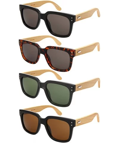 Wood Bamboo Sunglasses for Men Women Bamboo Square Sunglass 541102BM-SD - CN18NLANU0I $11.62 Square