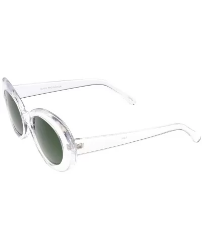 Large Retro Mod Thick Frame Neutral Colored Lens Wide Arms Oval Sunglasses 53mm - Clear / Green - CZ186TNUSD8 $7.74 Oval