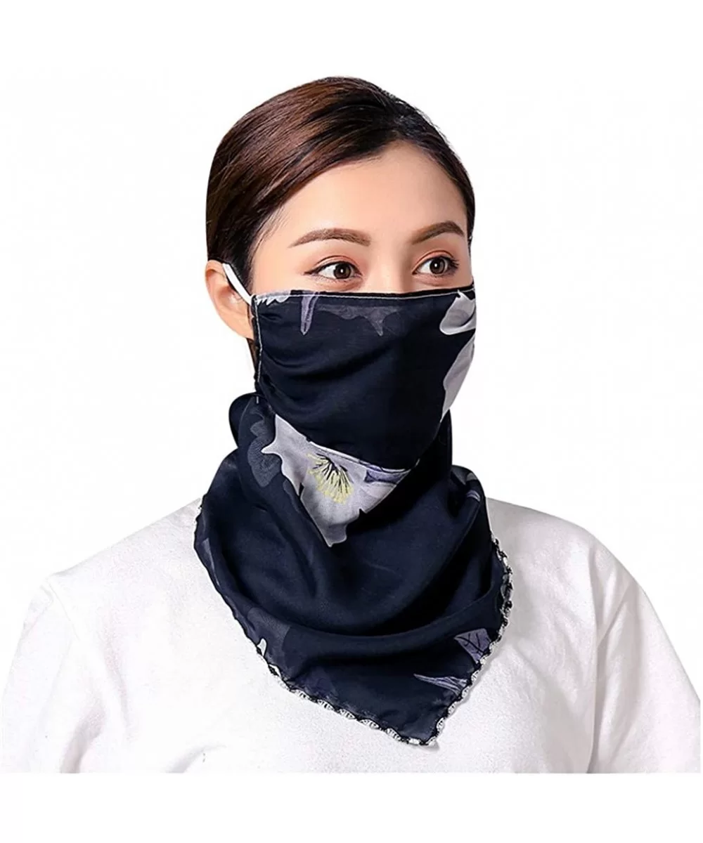 Women's Seamless Chiffon Scarf Sun Protection Dustproof Face Mask Neck Gaiter Scarf Protective Mask with Earloop - CU197U2D25...