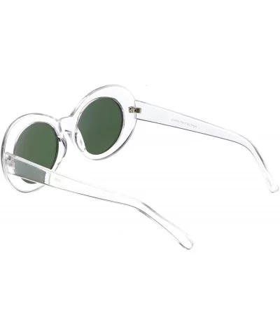 Large Retro Mod Thick Frame Neutral Colored Lens Wide Arms Oval Sunglasses 53mm - Clear / Green - CZ186TNUSD8 $7.74 Oval