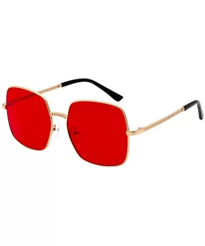 Cool Unisex Oversized Flat Top Sunglasses Square Aviator Shades - CC1943D9MGD $6.96 Aviator