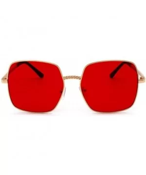 Cool Unisex Oversized Flat Top Sunglasses Square Aviator Shades - CC1943D9MGD $6.96 Aviator