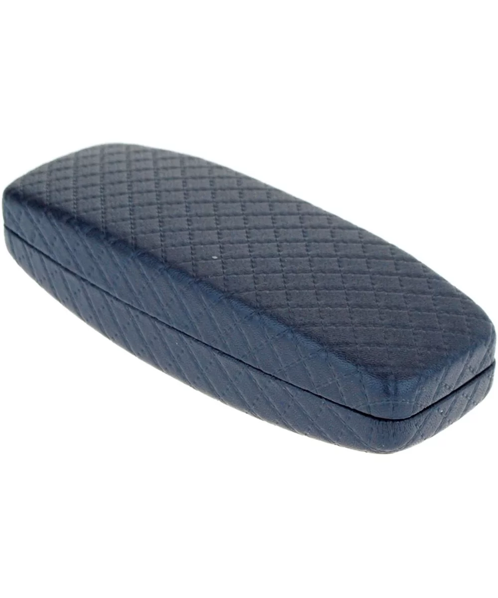 Womens Quilted Leather Squared Hard Clam Shell Eyewear Case - Blue - CV12JPBD3WD $6.54 Rectangular