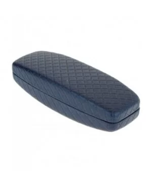 Womens Quilted Leather Squared Hard Clam Shell Eyewear Case - Blue - CV12JPBD3WD $6.54 Rectangular