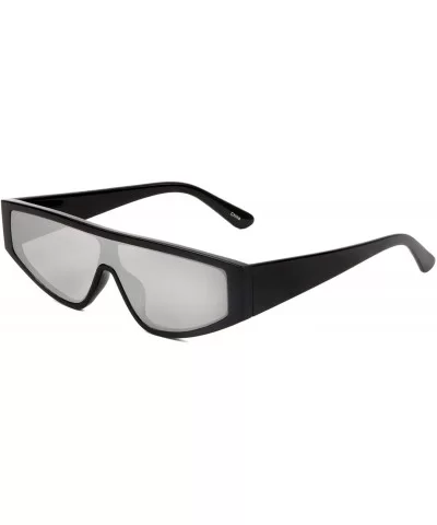 Wide Flat Top Shield Sunglasses - Grey - CE197492UK5 $8.12 Shield