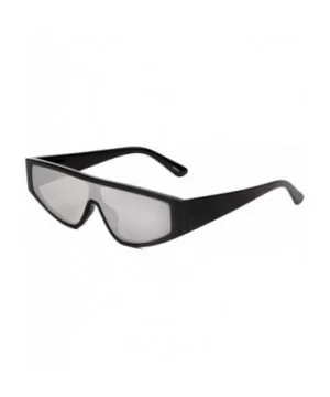 Wide Flat Top Shield Sunglasses - Grey - CE197492UK5 $8.12 Shield