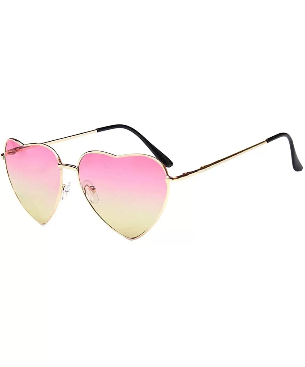 Color Coated Full Metal Frame UV400 Heart Shape Sunglasses Eyewear - S-pink - CJ18T8AUX0R $7.53 Sport