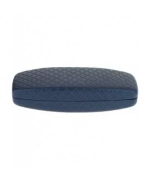 Womens Quilted Leather Squared Hard Clam Shell Eyewear Case - Blue - CV12JPBD3WD $6.54 Rectangular