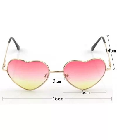 Color Coated Full Metal Frame UV400 Heart Shape Sunglasses Eyewear - S-pink - CJ18T8AUX0R $7.53 Sport