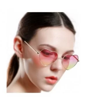 Color Coated Full Metal Frame UV400 Heart Shape Sunglasses Eyewear - S-pink - CJ18T8AUX0R $7.53 Sport