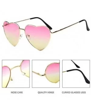 Color Coated Full Metal Frame UV400 Heart Shape Sunglasses Eyewear - S-pink - CJ18T8AUX0R $7.53 Sport