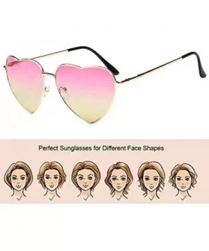 Color Coated Full Metal Frame UV400 Heart Shape Sunglasses Eyewear - S-pink - CJ18T8AUX0R $7.53 Sport