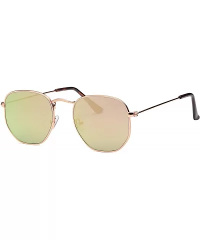 Unisex Metal Frame - Flat Lens - Retro Design - Gold - C6188KEA3Y3 $6.70 Sport