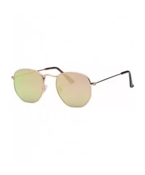 Unisex Metal Frame - Flat Lens - Retro Design - Gold - C6188KEA3Y3 $6.70 Sport