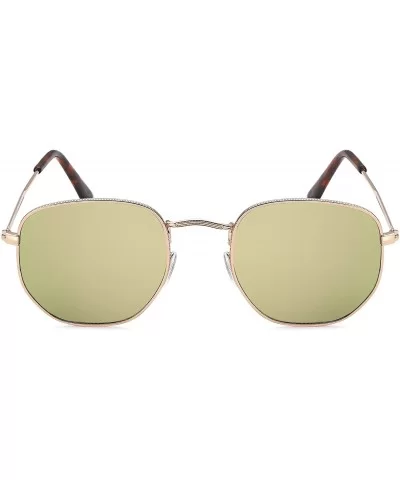 Unisex Metal Frame - Flat Lens - Retro Design - Gold - C6188KEA3Y3 $6.70 Sport