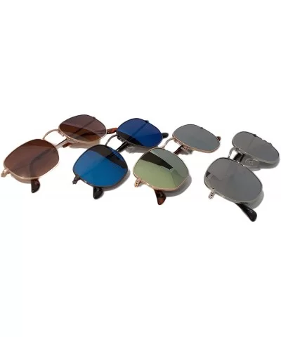 Unisex Metal Frame - Flat Lens - Retro Design - Gold - C6188KEA3Y3 $6.70 Sport