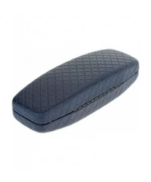 Womens Quilted Leather Squared Hard Clam Shell Eyewear Case - Blue - CV12JPBD3WD $6.54 Rectangular