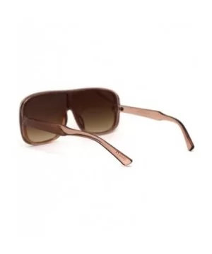 Mens Plastic Shield Racer Retro Gradient Lens Sunglasses - Beige Gradient Brown - C6195773TEY $7.70 Shield