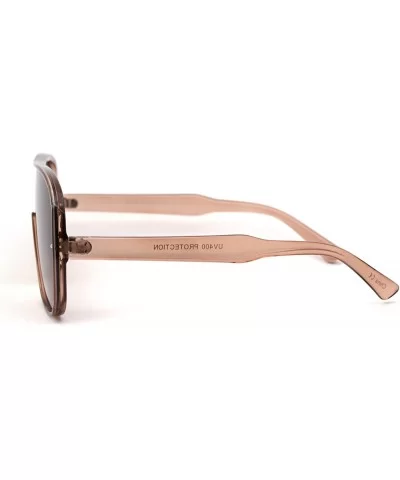 Mens Plastic Shield Racer Retro Gradient Lens Sunglasses - Beige Gradient Brown - C6195773TEY $7.70 Shield