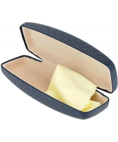 Womens Quilted Leather Squared Hard Clam Shell Eyewear Case - Blue - CV12JPBD3WD $6.54 Rectangular