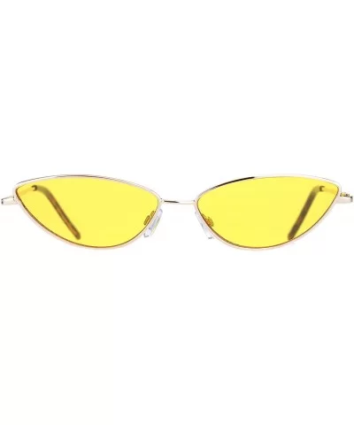 Skinny Oval Shape Sunglasses Womens Small Metal Frame Color Lens UV 400 - Gold (Yellow) - CW196C0X6OH $8.63 Oval