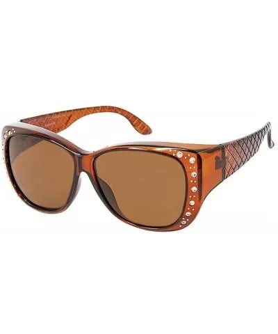 The Starlet Polarized 55 mm Fit Over OTG Butterfly Rhinestone Oval Rectangular Sunglasses - Brown - C218ZOCGT00 $11.58 Goggle