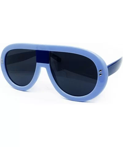 7308 Oversized XXL Futuristic Neon Flat top Clear Sunglasses - Purple - CX18DI4ZMI8 $10.48 Oversized