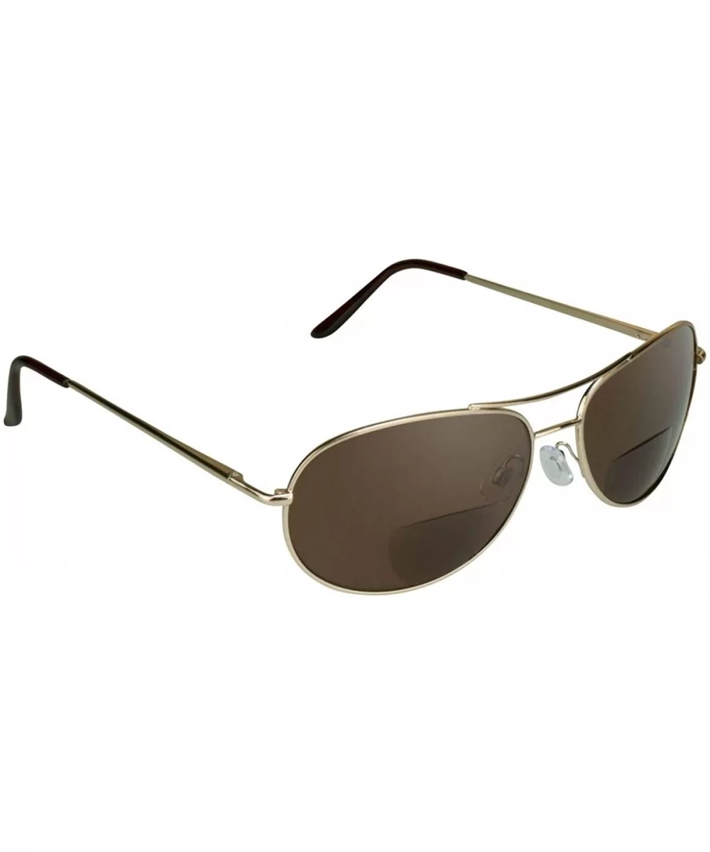 Dark Tinted Bifocal Aviator Sunglass Readers Wide Frame Metal Wire - Gold - C41936G0OEC $7.91 Oval