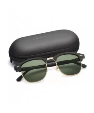 Mens Semi Rimless Sunglasses Polarized Womens UV 400 Protection with Case - G27-grey Green - C5196M7U2DN $8.26 Wayfarer