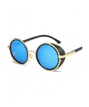 Steampunk Sunglasses Leather Side Wind Mirror Sunglasses Metal Frame Sunglasses - 2 - CW18EQLX6G9 $8.66 Sport