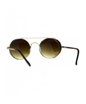 Steampunk Side Cover Sunglasses Round Metal Flat Top Bridge UV 400 - Gold (Brown) - CY18C0LQ9U4 $9.32 Round