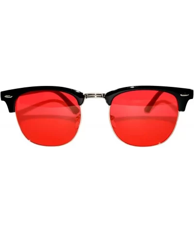 Aviator Brow Bar Flat Mirror Multicolor Lens Sunglasses Metal Frame - Grd_silver_red - C81822C7ROK $7.51 Cat Eye